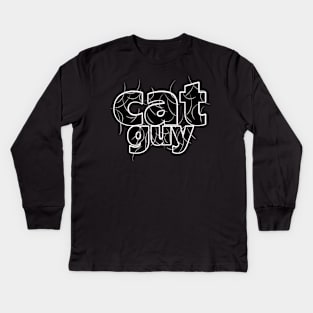 Cat Guy White Hair Kids Long Sleeve T-Shirt